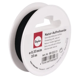 Rayher Seta Naturale per Infilare, Nero, 0,35 Mm Ø, Rocchetto 25 M, 8902201