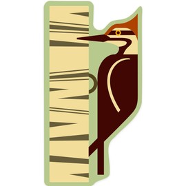 Die Cut Sticker Woodpecker, Geometric, Contour Vinyl Sticker 3 to 6 inches, (Waterproof Decal for Cars, Water Bottles, Laptops, Coolers), Large