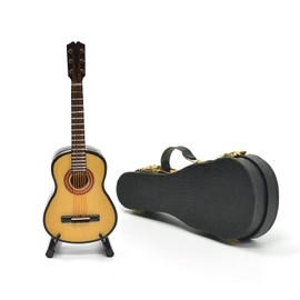 Musiin Miniature Guitar with Stand and Case, Mini 6 Strings Classic Guitar Musical Instruments Miniature Guitar Model Home Decoration (Wood)