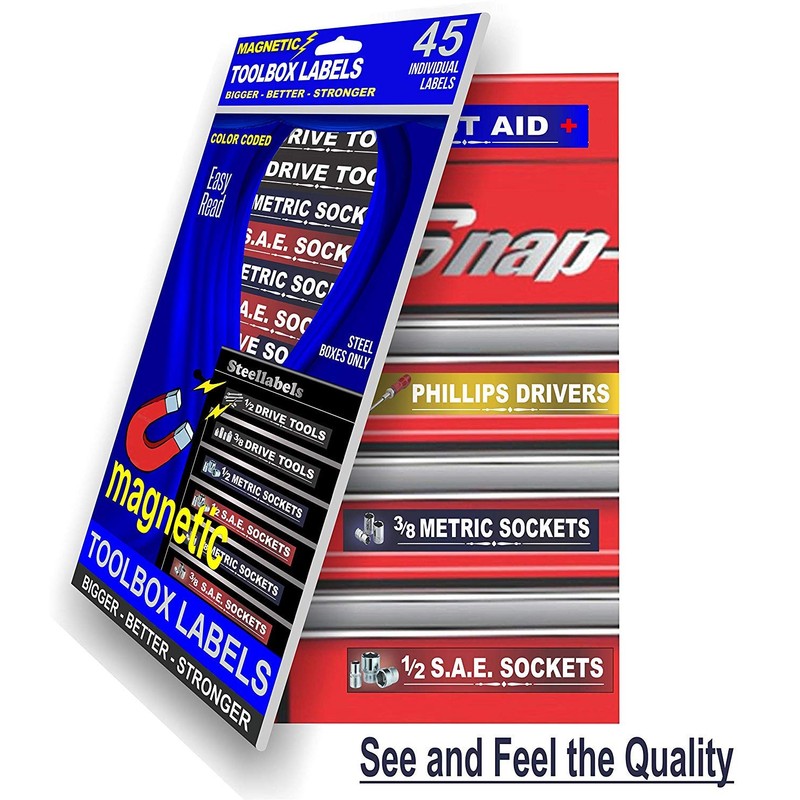 Ultimate Magnetic Toolbox Label organizer set for tool chest, boxes,