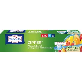 Toppits Pack of 8 3 Litre Clear Zips