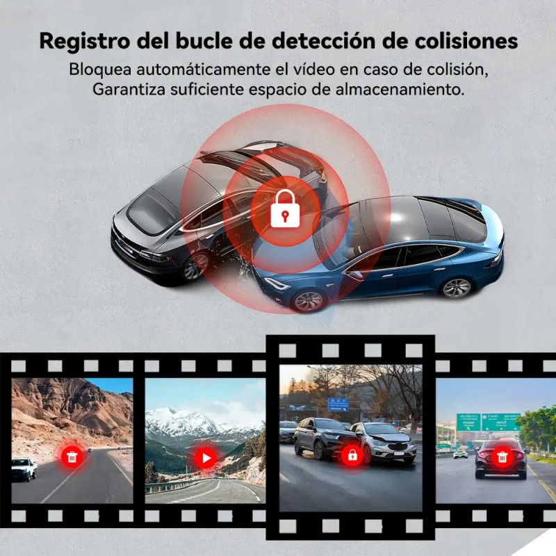 Cámara Redtiger A6 para Auto 4K Triple Cámara Wifi Pantalla