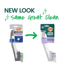 Scotch-Brite Odor Resist Soap Control Dishwand Brush, Non-Scratch Cleaning Brush with Scraper, Stands Upright, 1 Pack