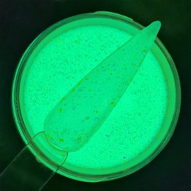 OUMISAYA Glow in the dark Holographic Nail Clear Dip Powder Colors 1OZ Pefect Top Coat Powder with opal foils for black nails art