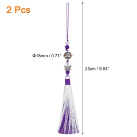 sourcing map Pendants with Tassels, 2 Pcs Classic Bells Tassel Pendant 25cm/9.84inch DIY Craft for Home Fringe Strap Hang Decoration, Purple