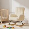 LUCKLIFE Rocking Chair Nursery,Teddy Upholstered Glider Rocker Chair with High