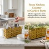 DRPORONYN Silverware Caddy with Bee Design, 3 Compartment Metal Utensil