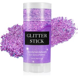Mysense - Barra de purpurina para el cuerpo morado, conciertos de cantante, gel de purpurina para la cara, lentejuelas holográficas de sirena, purpurina gruesa, festival de música, accesorios para el