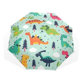 ISAOA Automatic Travel Umbrella, Compact, Foldable, Cute Dinosaur, Windproof Umbrella, Ultralight, UV Protection, Umbrella for Women, Men and Children, black