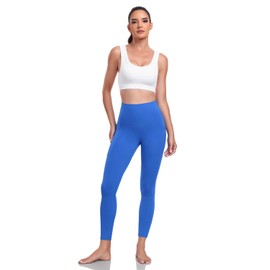 HeyNuts Yoga Pro 7/8 Leggings with Pockets for Women, High Waisted Compression Tummy Control Workout Yoga Lounge Buttery Soft Pants Dazzling Blue_25'' S(4/6)