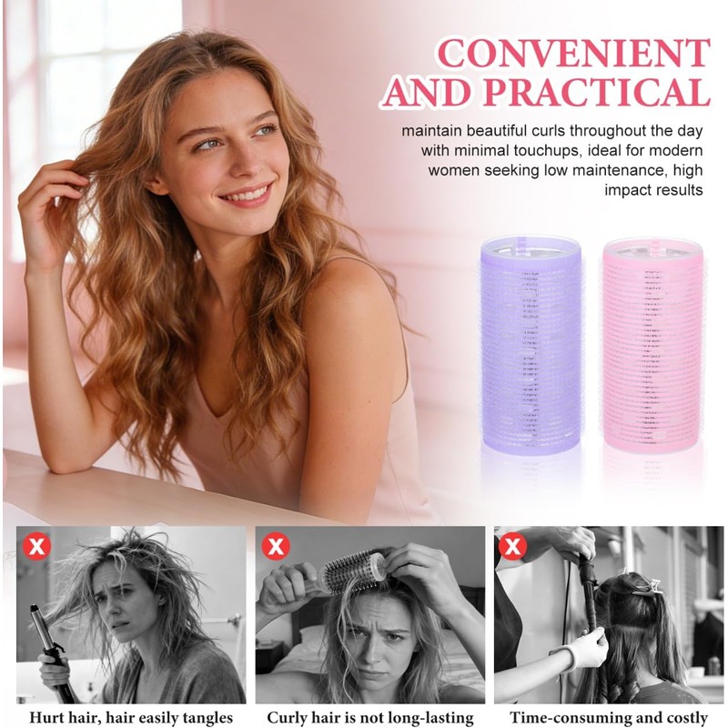 Lurrose 2 Rulos Para Cabello De Flequillo Rodillos Jumbo Sin