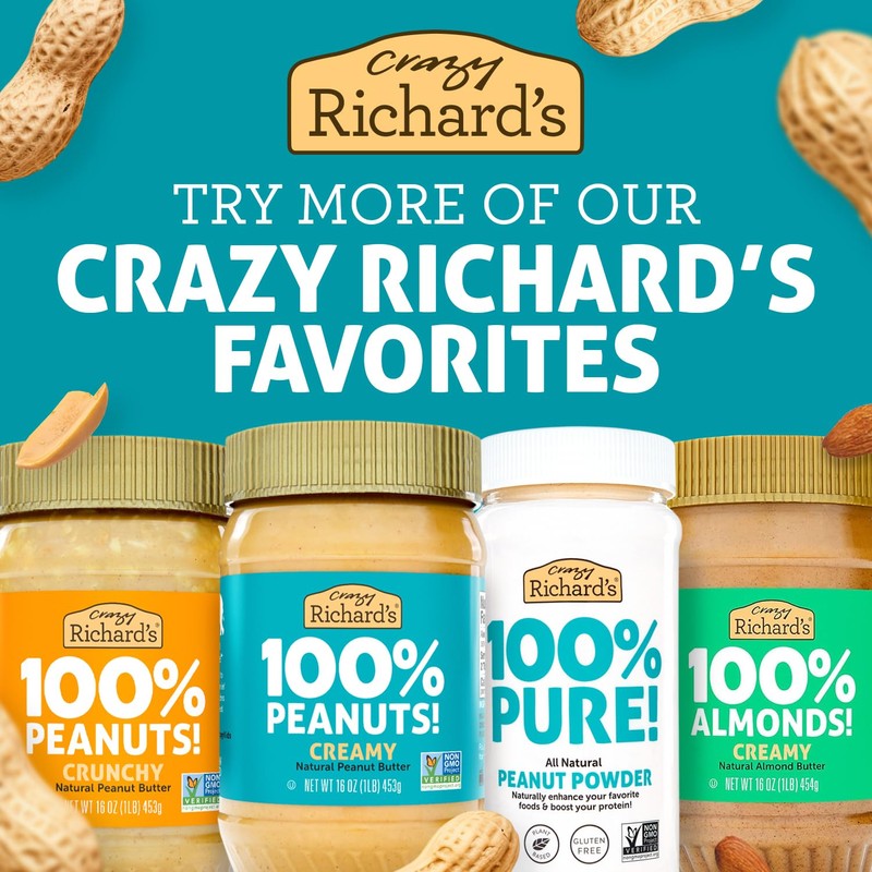 Crazy Richard's 100% All-Natural Crunchy Vegan Peanut Butter with No