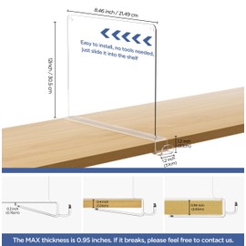 HBlife 12 Inches Tall [Extra Tall Version] Clear Shelf Dividers, 4 Pack Purse Organizer for Closet Perfect for Sweater, Shirts, Handbags in Bedroom and Kitchen, Acrylic Bookshelf for Organization