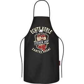RAHMENLOS Original BBQ Apron Cooking Apron: Echte Kerle Stehen auf zartes Rosa, black
