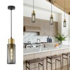 Omgomne Modern Pendant Light Fixtures, Black Gold Cylinder Pendant Lapms