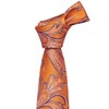 Barry.Wang Fashion Silk Tie Set Handkerchief Cufflink Orange Paisley Christmas