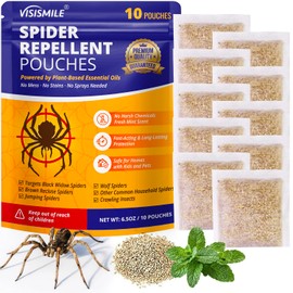 Spider Repellent Pouches Indoor and Outdoor:Effective Spider Deterrent for House Garage Attic - Safe for Kids and Pets with Plant-Based Essential Oils 10 Pack