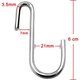 Baoswi Pack of 20 Heavy Duty S Hooks 6cm S Shaped Hanging Hooks Large Hangers for Kitchen, Bathroom, Bedroom and Office (Silver)