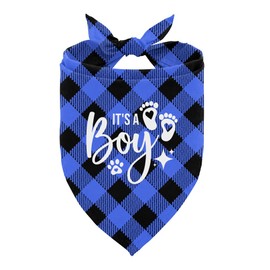It's A Boy Dog Bandana, Dog Bandana, Buffalo Plaid Pet Scarf, Pet Dog Scarf Accessories, Pet Dog Triangle Scarf, Dog Bandana for Small Medium Large Dogs, Gift for Dog Lover (B42)