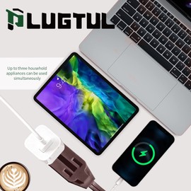 PLUGTUL 3-Pack Indoor Extension Cord (6/9/12FT), 2 Prong Brown Extension Cord, 3 Polarized Outlets with Safety Cap Protect for Home Office, 16/2 SPT-2 ETL Listed
