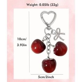 Rikhiua Cherry Keychain Bag Charm Bow Keychain Accessories for Women Bag Purse Gift Christmas Birthday