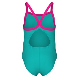 ARENA Girls' Standard Logo Infant Toddler and Kids Athletic One Piece Sleeveless Swimsuit, Water/Freak Rose