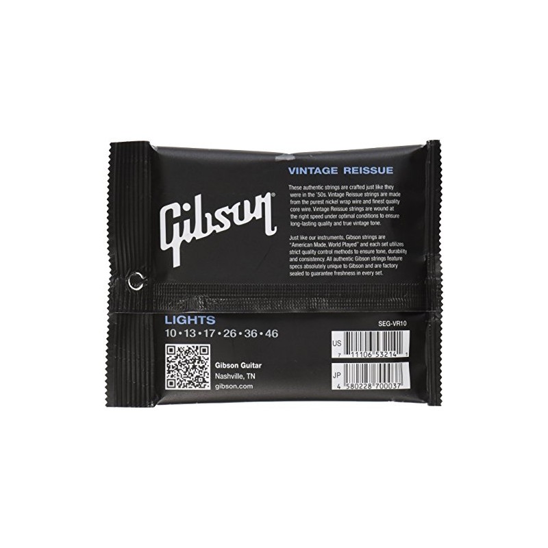 Gibson Gear Vintage Reissue Electric Guitar Strings, Light (10-46)