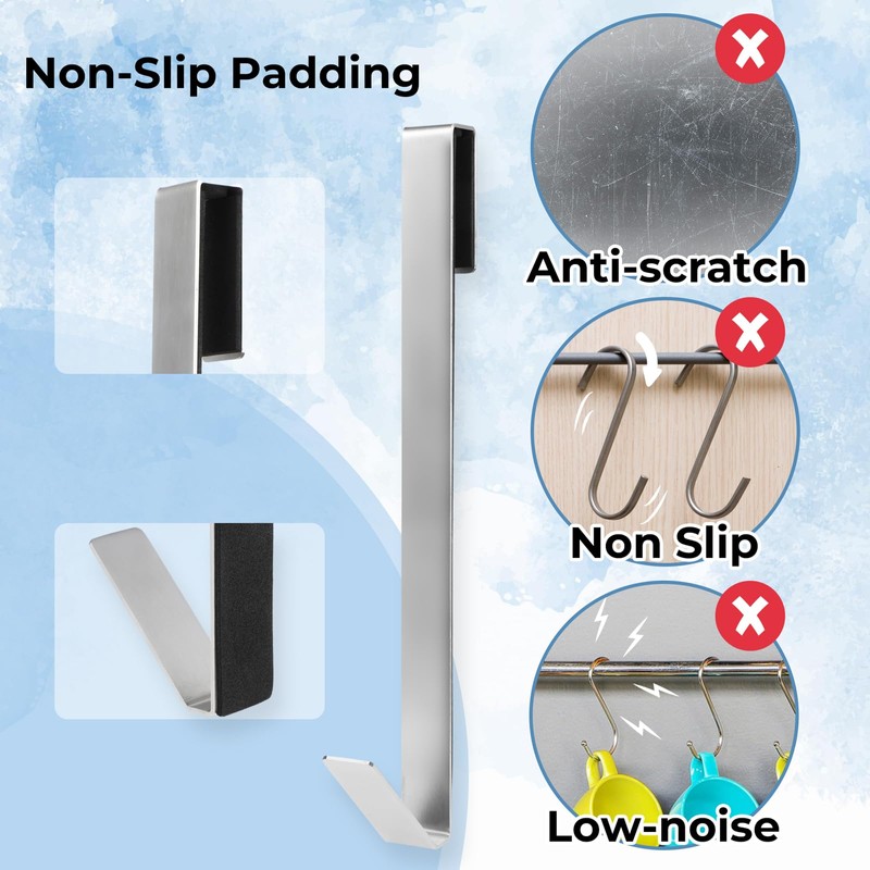 WLLHYF 2 Pack Shower Door Hooks, 10" Bathroom Towel Hooks
