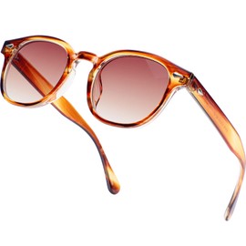 Mayoii Stylish Sunglasses for Women Men Oversized UV400 Protection Classic Designer Style Round Sunglasses for Driving Outdoor,Double-Stripe Tea Color