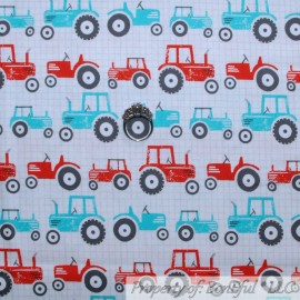 Studio E BonEful Fabric FQ Cotton Quilt White Red Green Xmas Farm Tractor Kid Aqua Scenic