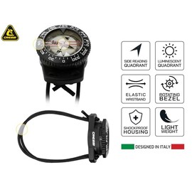 Cressi Brújula con soporte elástico adaptable para buceo, fácil de leer, diseñado en Italia