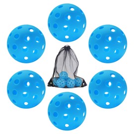 Sukeen Outdoor Pickleball Balls - High Bounce Set of 6, 40 Holes, Blue