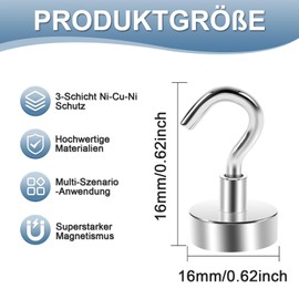 Anelueeoo 30 Pack Magnetic Hooks Heavy Duty Strong Neodymium Magnet Hooks, Strong Magnetic Hook for Fridge, Cruise, Magnets with Hook for Kitchen, Hanging, Garage, Grill