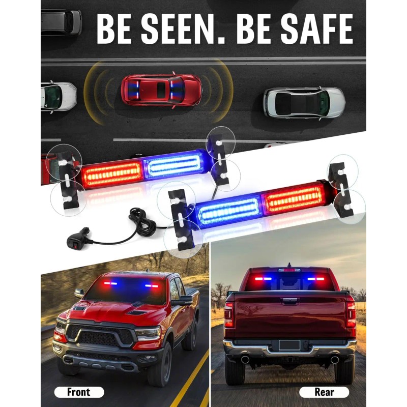 Emergency Strobe Light Bar 40 LED Dash Safety Flashing Light