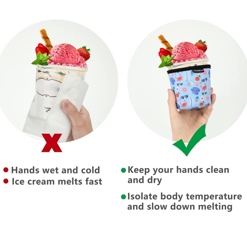 2 Pack Beach Style Pattern Print Size Ice Cream Sleeves