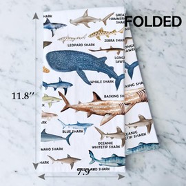 Sharks Of The World Kitchen Towel Sharks Tea Towel For Sharks Lover Killer Sharks Gift Ocean Animal Lover Dish Towel (Sharks TOWEL 2U)