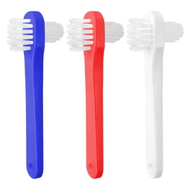 UPIQNG 3Pcs Denture Brush Double Heads Toothbrush Multi Layered Hard Hygiene Denture Cleaner T-Shape False Teeth Cleaning Tool (Red,White,Blue)
