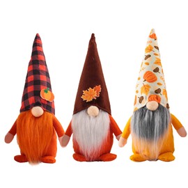 3 Pcs Fall Decoration Harvest Thanksgiving Decorations Gnomes Plush Elf Dwarf Doll Figurine with Pumpkin Autumn Maple Leaves