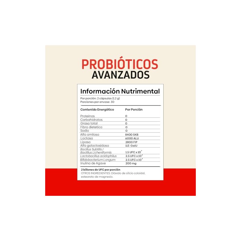 Probiticos Avanzados de Triple Accin (Probiticos Prebiticos Enzimas Digestivas) 60