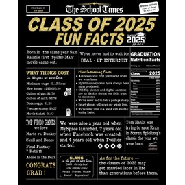 Graduation Decorations class of 2025, Graduation Party Decorations, Graduation Gifts, Class of 2025 Fun Facts Centerpiece Poster Sign, Graduation Card for Him Her (2025)