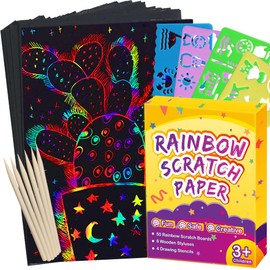 FUNNYB&G Rainbow Scratch Paper Art for Kids - 60 Pcs Magic Rainbow Scratch Paper Off Set Scratch Easter Crafts Arts Supplies Kits Pads Sheets for Party Games Halloween Christmas Birthday Gifts