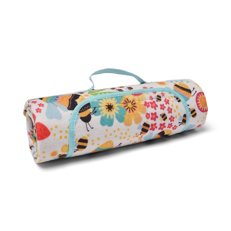 Fusion Buzzy Bee Picnic Blanket, 100% soft touch Polyester, Ochre,