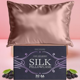 DECOLURE 100% Pure Mulberry Silk Pillow Case Queen Size – Highest Grade 30 Momme 6A+, Luxuriously Soft & Cooling Silk Pillowcase for Hair & Skin, Hypoallergenic, Breathable, Hidden Zipper (Coral)