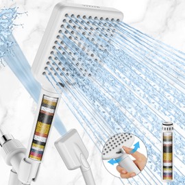 Homlord Filtered Shower Head with Handheld White - High Pressure 6 Modes, 120 Anti-clog Nozzles, Detachable Showerhead with Hard Water Filters, Extra Long 6ft Hose, Power Wash Mode for Bathroom, Pets