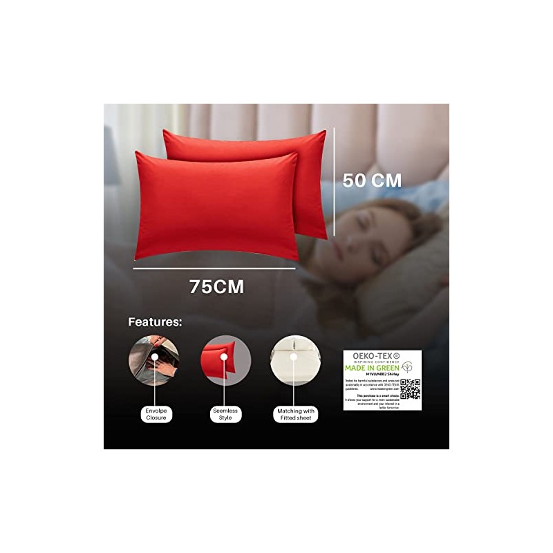 DTEX HOMES Pillowcases Pack of 2 Ultra Soft Polycotton Envelope