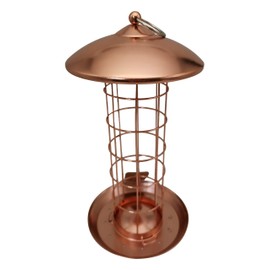 Dehner Natura Joelle Premium Wild Bird Fat Ball Column, Feeder for Wild Birds, Weatherproof Feeder with Hanging Device, Diameter 16 cm, Height 30 cm, Metal, Copper