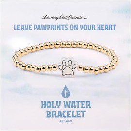 Holy Water Memorial Pawprint Bracelet In Gold