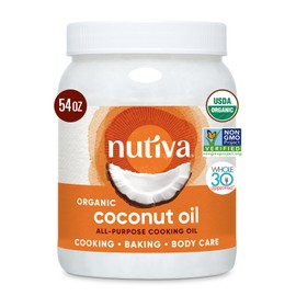 Nutiva Organic Steam-Refined Coconut Oil, 54 Fl Oz, USDA Organic, Non-GMO, Vegan, Keto, Paleo, Neutral Flavor and Aroma for Cooking & Natural Moisturizer for Skin and Hair