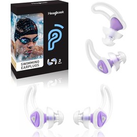 Hearprotek [2 pares] tapones para los oídos para nadador, protección de agua para adultos, tapones para los oídos para nadadores, piscina, ducha, baño y otros deportes acuáticos (púrpura)