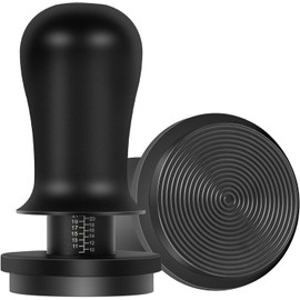 PUSEE 58.5mm Espresso Coffee Tamper with Double Spring Calibrated, Handle Tamper 30lbs Pressure with Titanium Coating Stainless Steel Ripple for Espresso Machine Accessories 58.5mm Tamper, Black